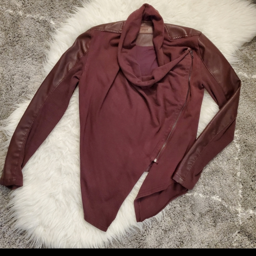 🌹NEW! Faux suede & leather drape front jacket - Picture 5 of 9